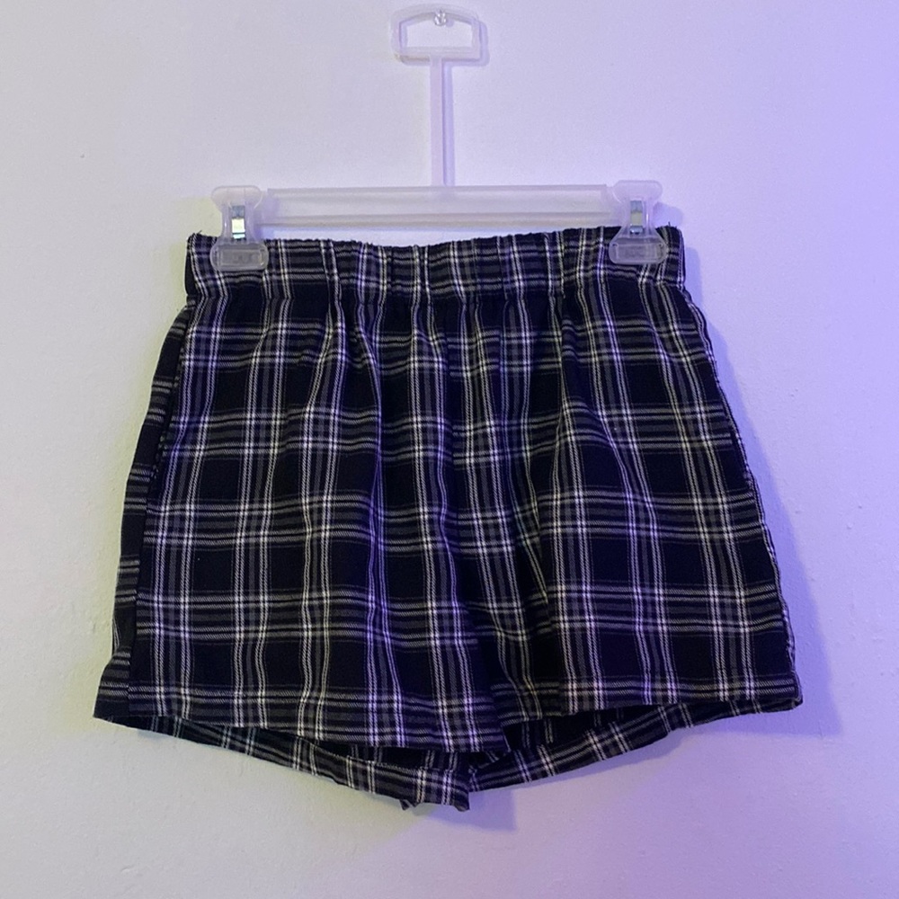 Blue And White Womens Plaid Shorts